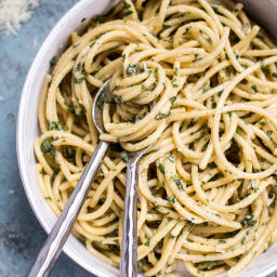 10-Minute Creamy, Buttery Herbed Bucatini.