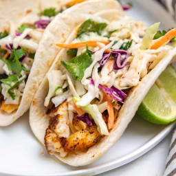 15 Minute Air Fryer Fish Tacos with Cilantro Lime Slaw
