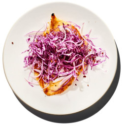 15-Minute Chicken Paillards with Red Cabbage and Onion Slaw