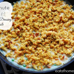 15 Minute Skillet Chicken and Dressing Casserole