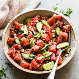 15-Minute Watermelon Basil Salad with Feta