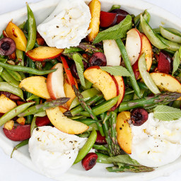20-Minute Burrata Salad with Stone Fruit and Asparagus 
