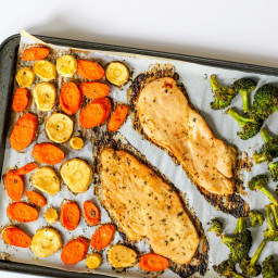 20 Minute Healthy Chicken Sheet Pan Dinner with Roasted Root Vegetables and