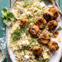 20 Minute Honey Garlic Butter Scallops and Orzo