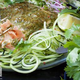 20-Minute Wild Sockeye Salmon over Garlic Zucchini Noodles (The Wild Diet, 