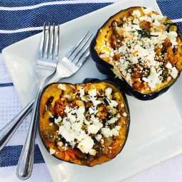 21 Day Fix Stuffed Acorn Squash with Sausage, Spinach, and Feta