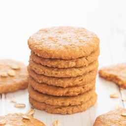 3 Ingredient Crispy Peanut Butter Oatmeal Cookies (No Flour, Refined Sugar,