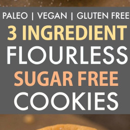 3 Ingredient Flourless Sugar Free Cookies (Paleo, Vegan, Gluten Free)