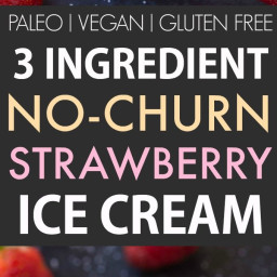 3 Ingredient No Churn Strawberry Ice Cream (Paleo, Vegan, Gluten Free)