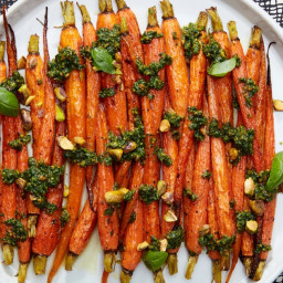 3-Ingredient Roasted Carrots With Pistachio Pesto