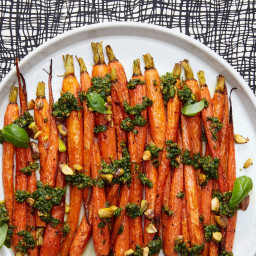 3-Ingredient Roasted Carrots with Pistachio Pesto
