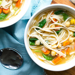 30-Minute Chickpea Noodle Soup with Spinach