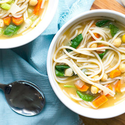 30-Minute Chickpea Noodle Soup with Spinach