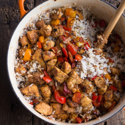 30 Minute Healthy Cajun Chicken and Rice.