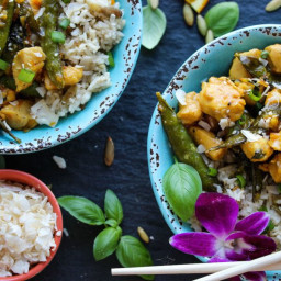 30 Minute Orange Basil Chicken with Coconut Rice