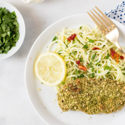30-Minute Paleo Cracker-Crusted Chicken With Garlicky Lemon Zucchini Noodle