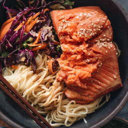 30-Minute Salmon Noodle Bowl with Coleslaw