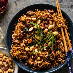 30 Minute Spicy Sesame Noodles with Ginger Chicken