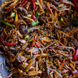 30-Minute Stir Fried Korean Beef and Toasted Sesame Noodles.