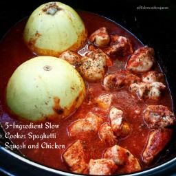 5-Ingredient Slow Cooker Spaghetti Squash & Chicken