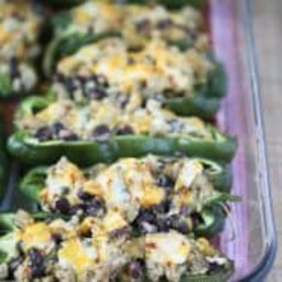 5 Ingredient Stuffed Poblano Peppers with Turkey and Black Beans