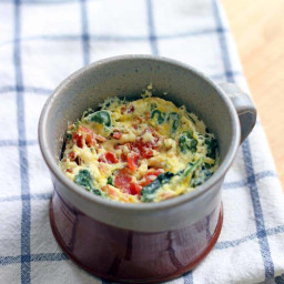 5 Minute Spinach and Cheddar Microwave Quiche in a Mug