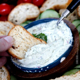 7 Minute Garlic Jalapeno Whipped Feta Dip or Spread