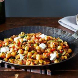 A Warm Pan of Chickpeas, Chorizo, and Chèvre