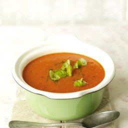 'Abundance' tomato soup with basil oil
