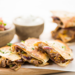 Acapulco Steak Quesadillaswith cheddar-jack cheese and red onion