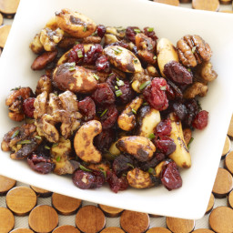 Addictive: Sweet & Spicy Glazed Nuts with Cranberries and Rosemary