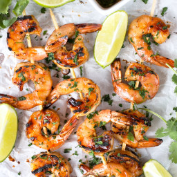 Agave Cilantro Shrimp Skewers with Spicy Citrus Dipping Sauce