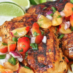 Agave-Lime Grilled Chicken Breasts with Fresh Cherry Salsa