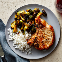 Air Fried Pork Chops With Brussels Sprouts