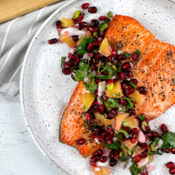Air fried Salmon with Pomegranate Salsa