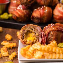 Air Fryer Bacon Wrapped Cheeseburger Bites