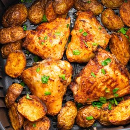 Air Fryer Chicken Thighs and Potatoes