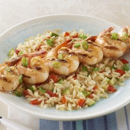 All-in-One Shrimp Skewers with Grilled Rice