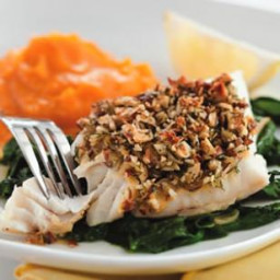 Almond- and -Lemon-Crusted Fish with Spinach