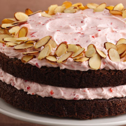 Almond Brownie-Cherry Mousse Torte