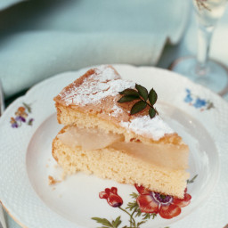 Almond Cake with Pears and Crème Anglaise