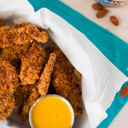 Almond-Crusted Baked Chicken Strips with Homemade Honey Mustard Dipping Sau