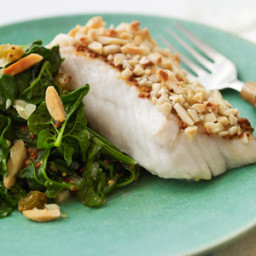 Almond-Crusted Cod with Dijon Spinach