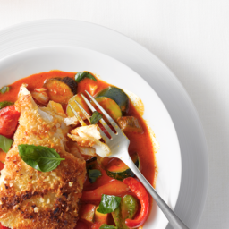 Almond-Crusted Halibut with Vegetable Curry