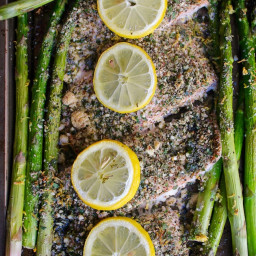 Almond & Herb Crusted Baked Salmon + Asparagus