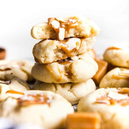 Almond Thumbprint Cookies with a Salted Caramel Center