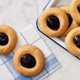 Almond Thumbprint Cookies with Sour Cherry & Blueberry Spread
