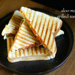 aloo masala grilled sandwich recipe | potato grilled sandwich recipe