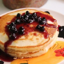 American Pancakes with Blueberry Compote
