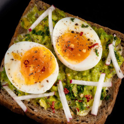An Avocado Toast Recipe with Soft-boiled Eggs that Ooze when Sliced
